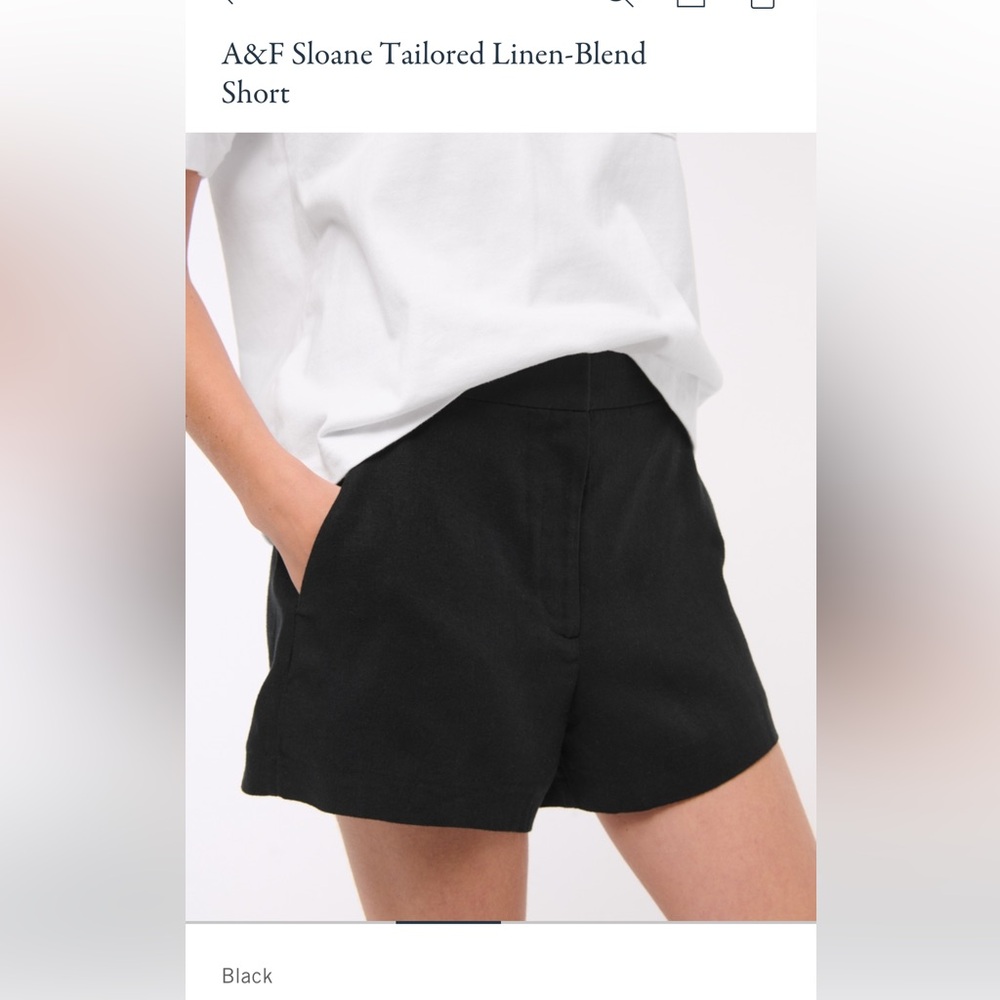 Black linen Abercrombie high waisted shorts.